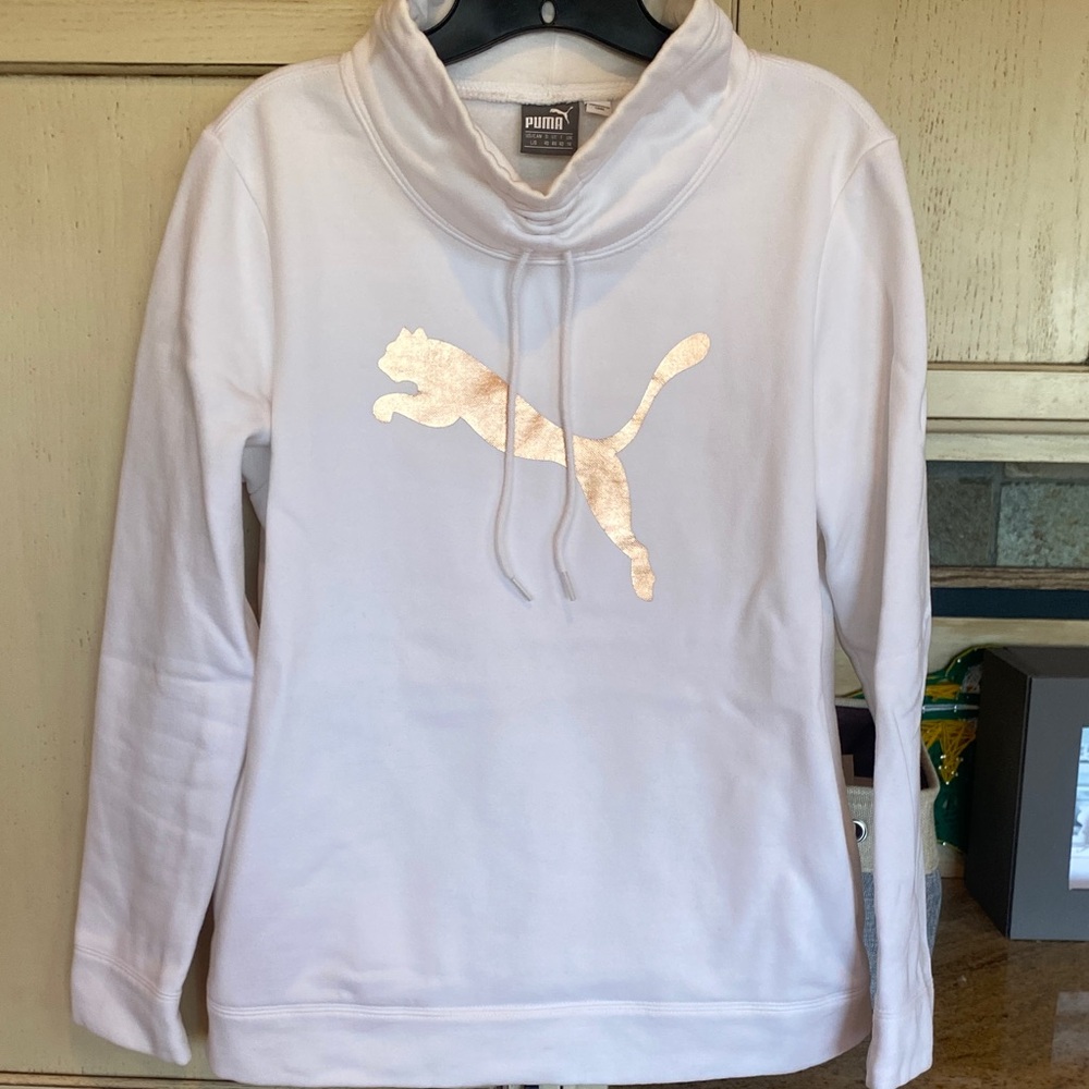 Puma ROSE GOLD Cinch White Sweatshirt Long Sleeve Shirt